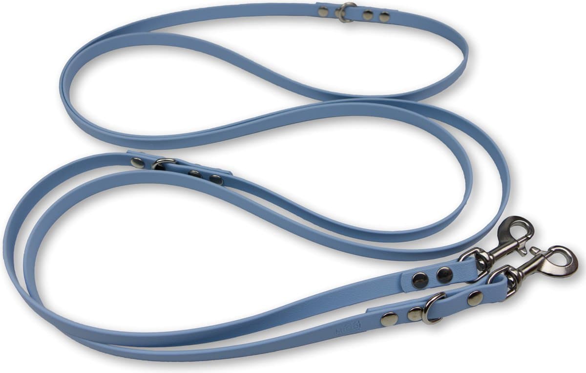 Miqdi - verstelbare, handsfree hondenriem van BioThane ® - 3 meter lang - pastel blauw - M- voor middelmaat hond