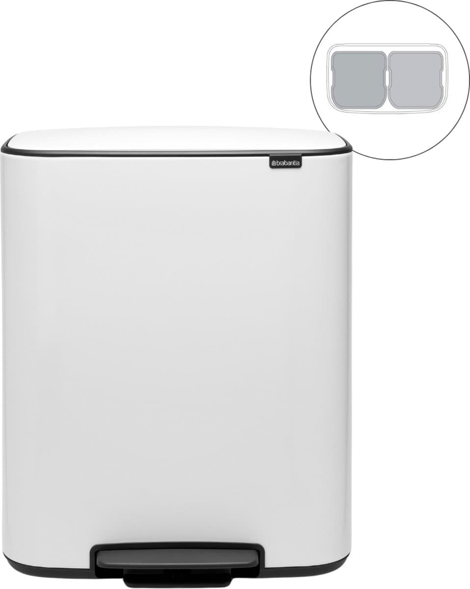 Brabantia Bo Pedal Bin 2 x 30 Liter White