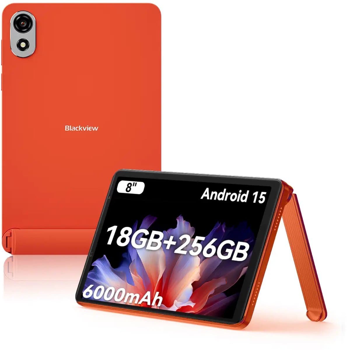 Blackview ZENO 1 Tablet - 8 inch Android 15 Tablet - 18 GB RAM+256 GB ROM(2TB TF) - T615 8-Kern KI-Chip - 4G LTE+WiFi 5G - 6000mAh - Face ID - Widevine L1 - BT5.2 - Oranje
