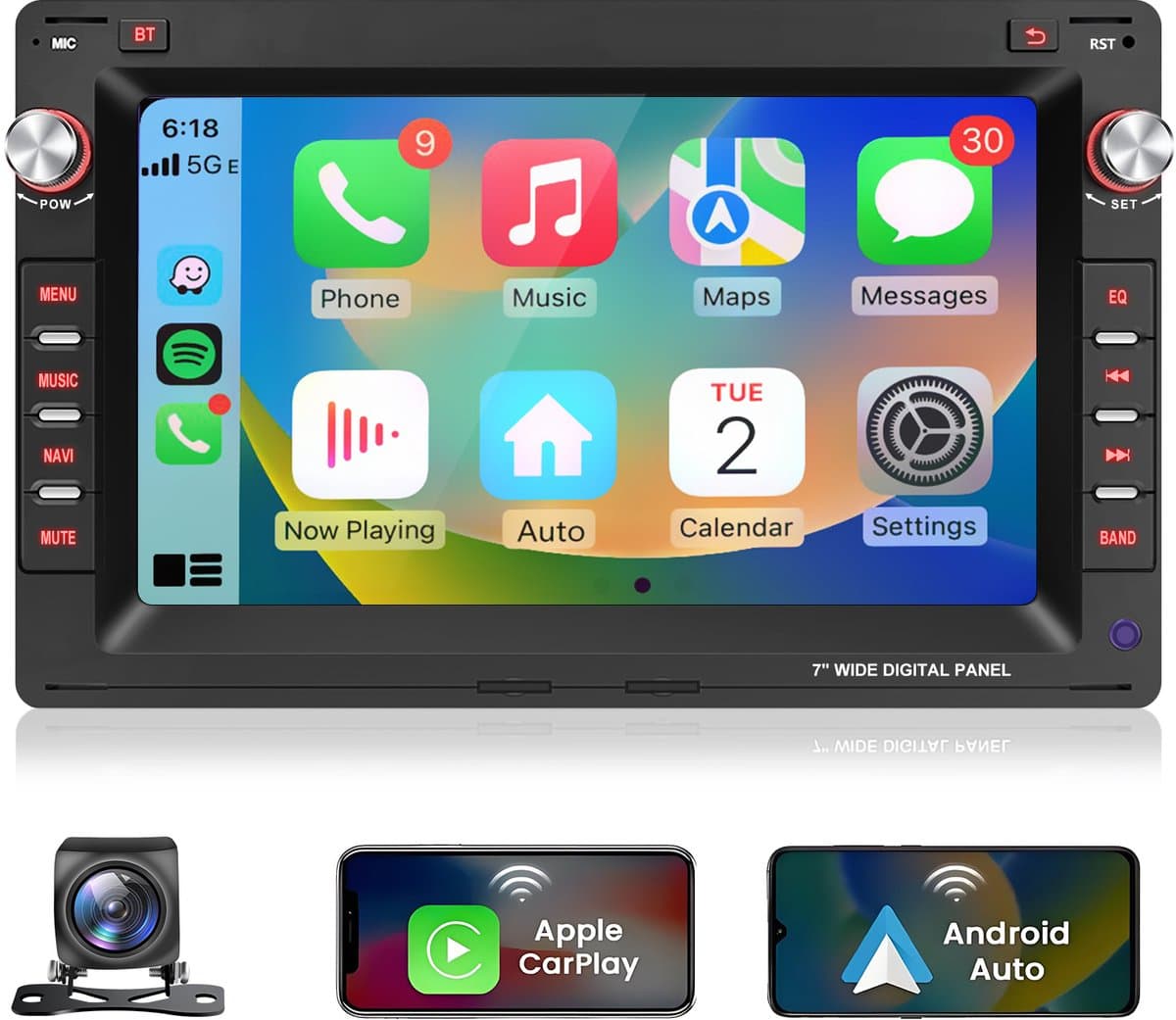 JUNSUN Android 15 Autoradio - Geschikt voor VW Polo 9N Golf Jetta MK4 Passat T5, - 2GB+64 GB - Draadloos Carplay & Android Auto & Achteruitrijcamera- GPS Navi & Stuurwielbediening & Bluetooth & Wifi & RDS & DSP & FM & PDC