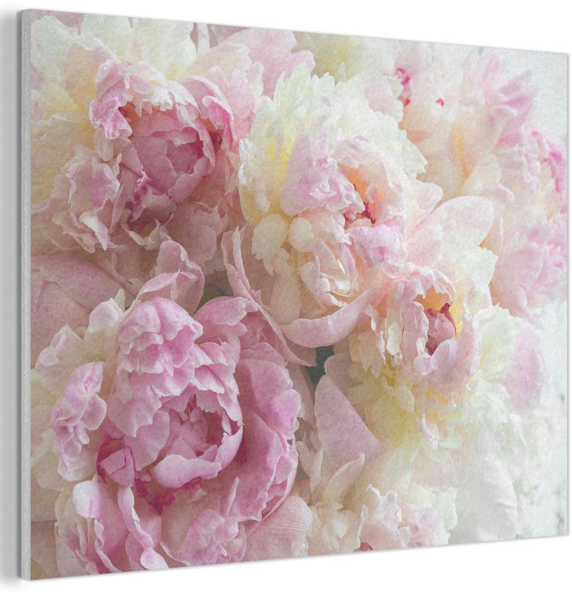 Akoestisch wandpaneel 80x60 cm - Vilt schilderij Vintage - Bloemen - Rozen - Natuur - Akoestische panelen - Geluidsdempende wanddecoratie - Geluidsisolatie woonkamer - Muurdecoratie geluidspanelen