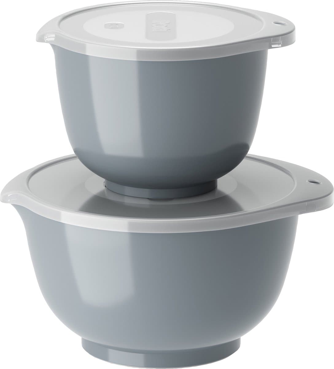 Rosti Margrethe Beslagkom Set - 4 delig - 1,5 en 3 L - Dusty Blue (blauw) - Mengkom met Deksel voor Bakken en Koken - Magnetron-, Vriezer- en Vaatwasmachinebestendig