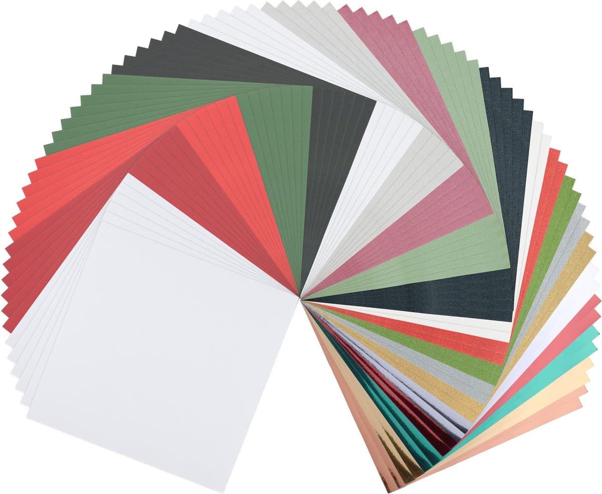 Vaessen Creative Cardstock - Kerst Kleuren - 30,5 x 30,5 cm - 75 vellen - Textuur - 200 en 216 g