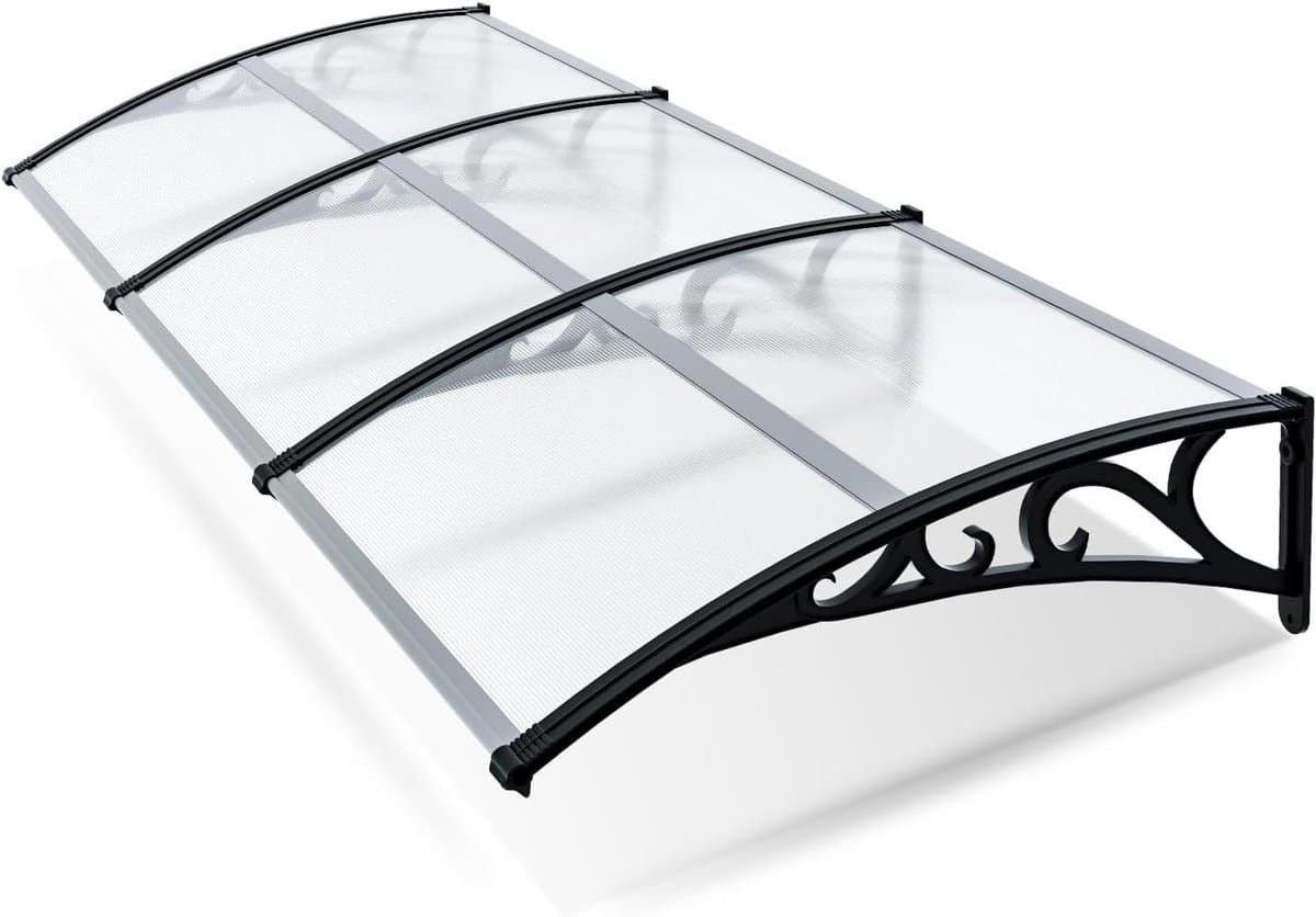 Voordeur Luifel - Overkapping Huisdeur - Bescherming Buiten - Transparant Polycarbonaat - 100 x 300 cm - Grijs