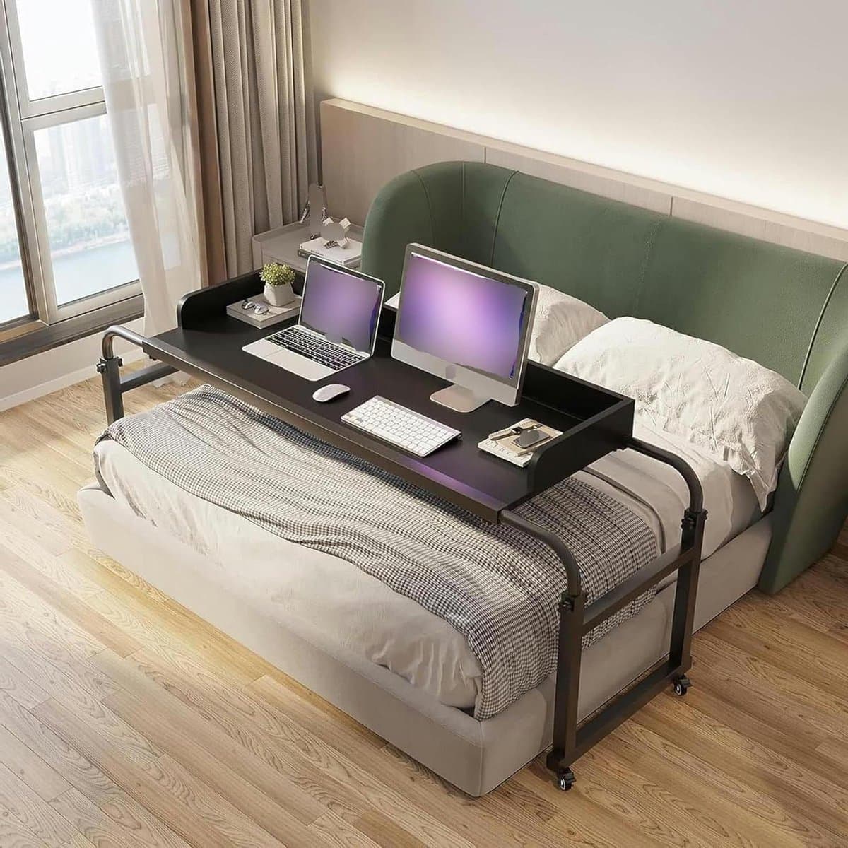 Laptop Bed Tafel - Nachtkastje Bureau - Werken en Lezen - In hoogte verstelbaar - 23.6-95.0 cm hoogte - Wit