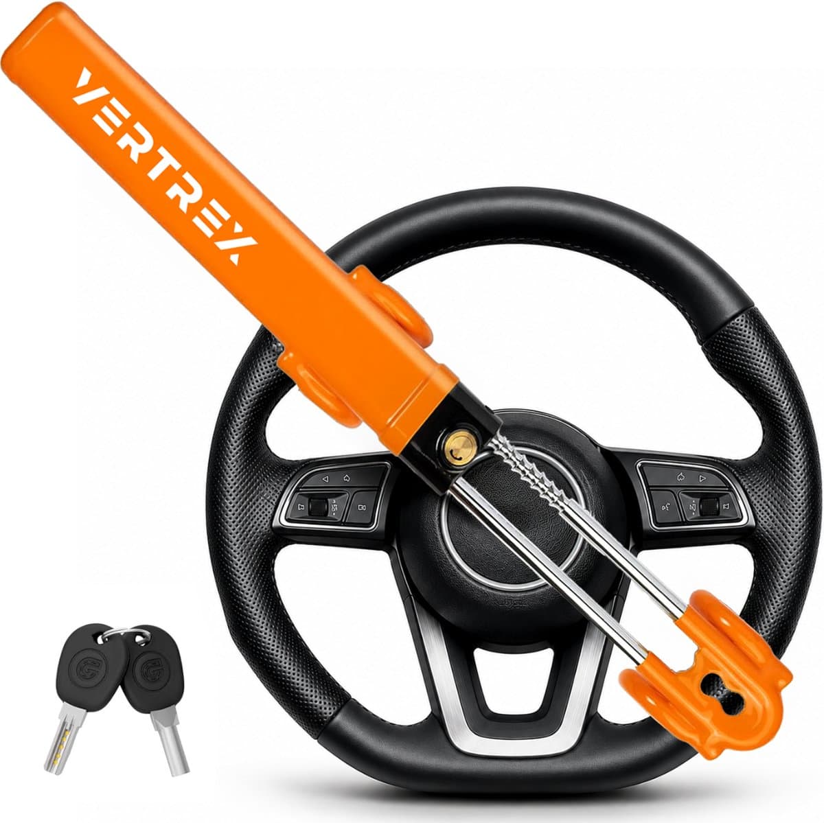 Vertrex Stuurslot Auto - Anti-Diefstal - Universeel voor Auto & Camper - Zichtbare Afschrikking - met 2 Sleutels