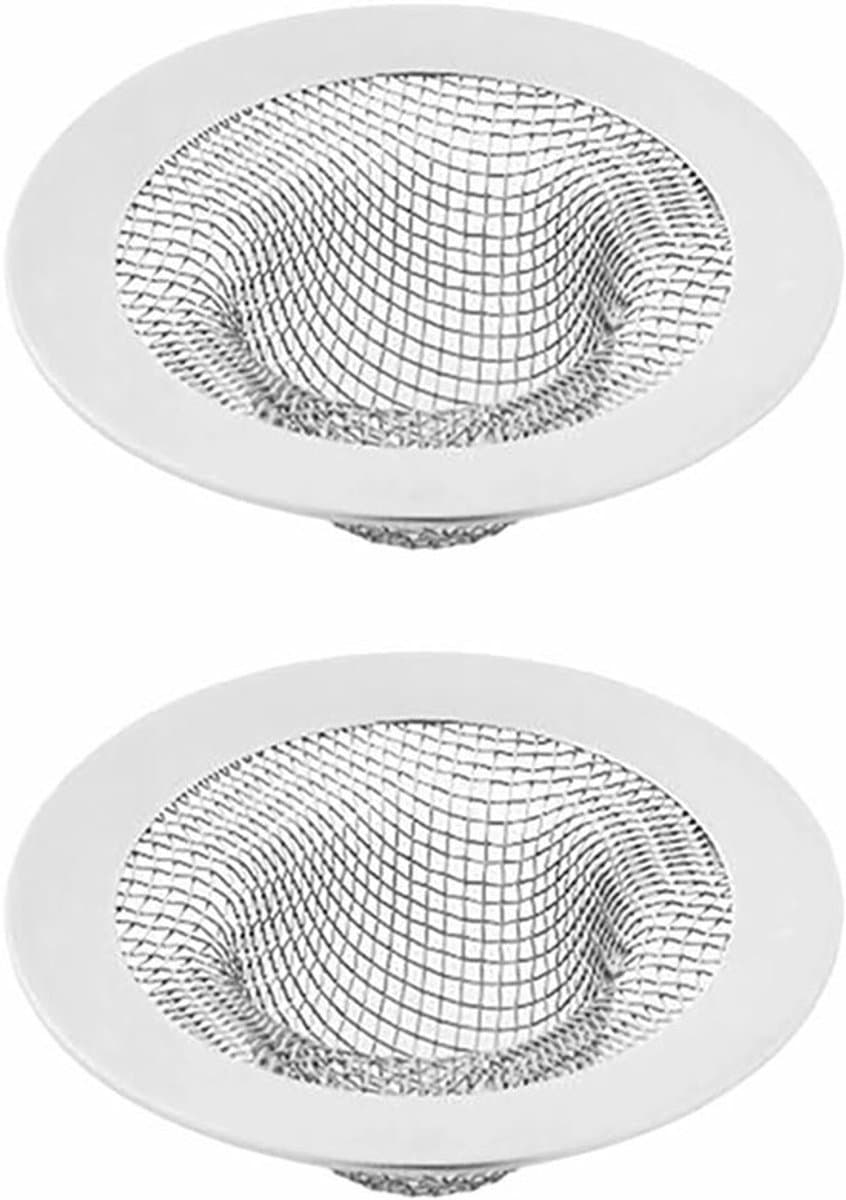Spoelbak Afvoerzeef, 2 stuks RVS Aanrecht Filter Mesh Haar Catcher Mand voor Keuken Badkamer Bad Douche Vloer Afvoer, 5cm/2,9 Inch (Small)
