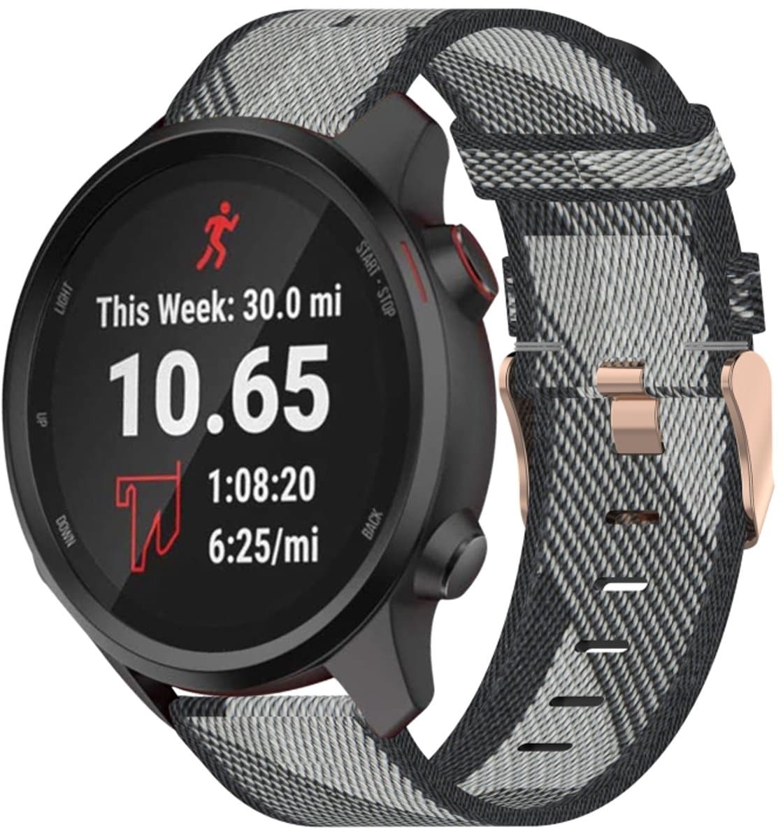 Voor Garmin Forerunner 245 20mm nylon geweven horlogeband (grijs)
