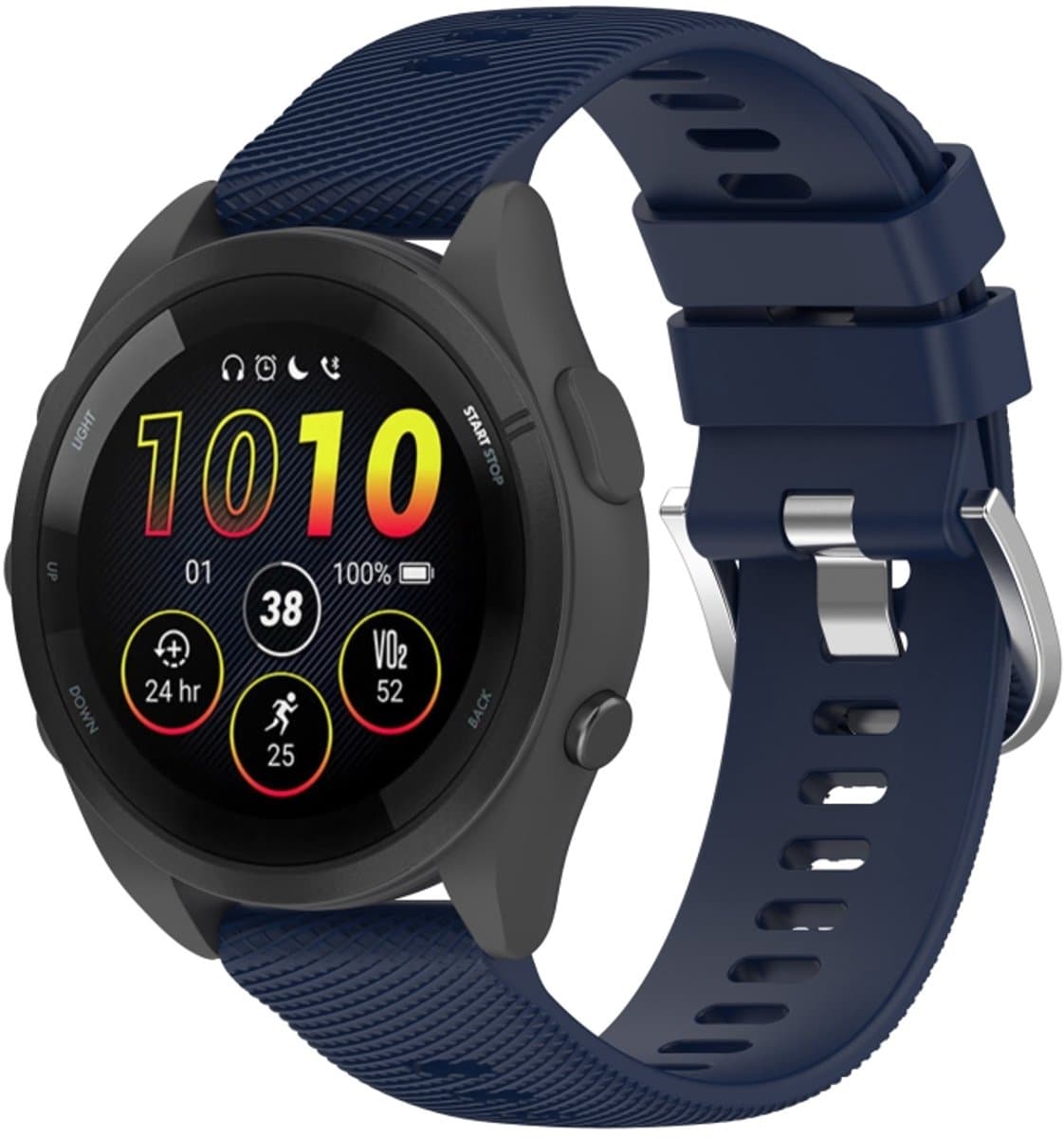 Voor Garmin Forerunner 265 22 mm siliconen horlogeband in effen kleur (nachtblauw)