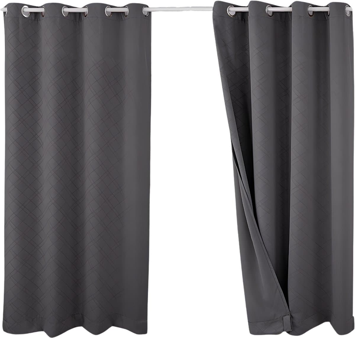 Buitengordijn 2 stuks - Privacy, waterdicht UV-bestendig buitengebruik - Polyester, donkergrijs, 132 x 213 cm