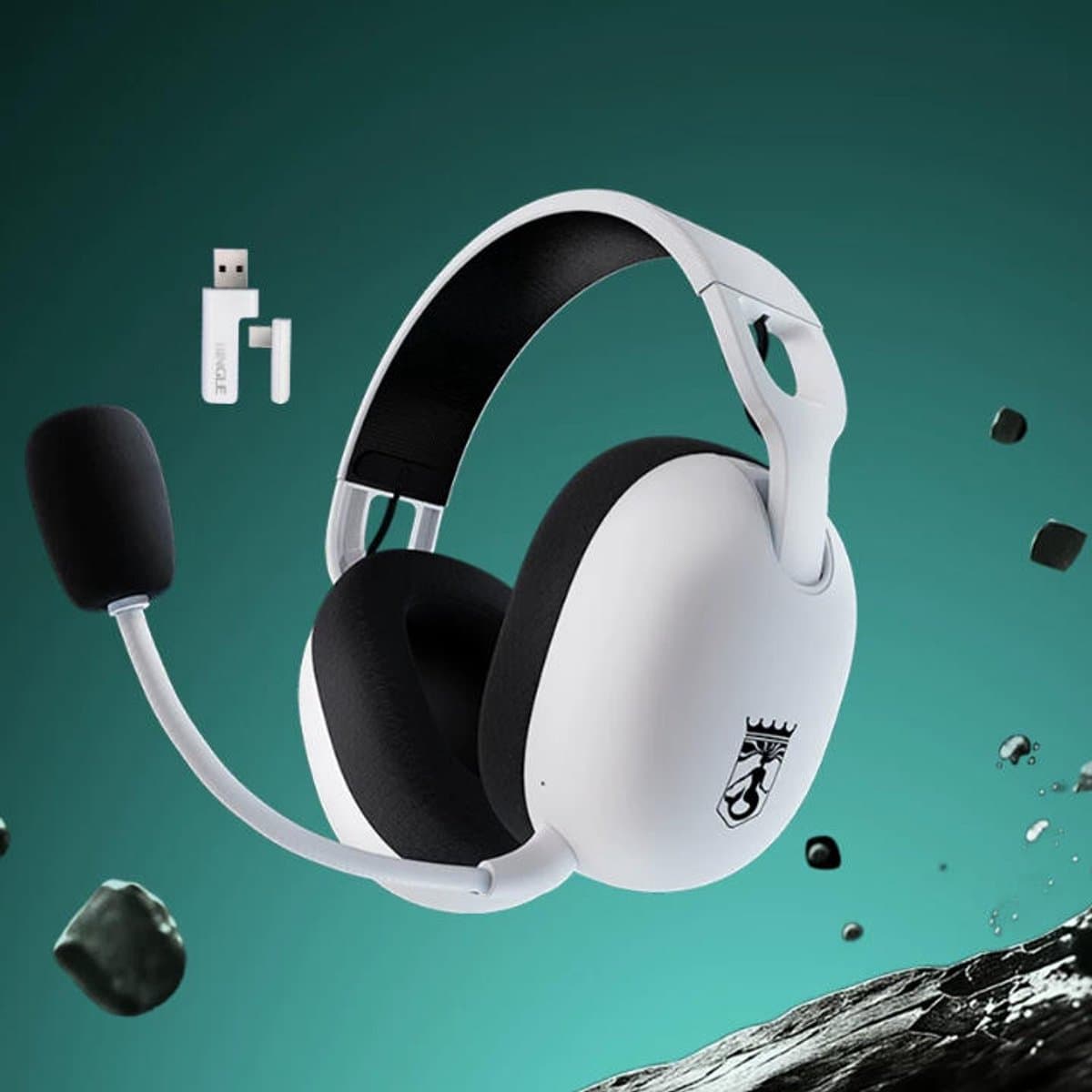 Bingle Leviathan Air - Draadloze gamingheadset - Over-ear headset - 4 modi - Met microfoon (afneembaar) - Geschikt voor pc, gameconsoles en mobiele apparaten - Wit