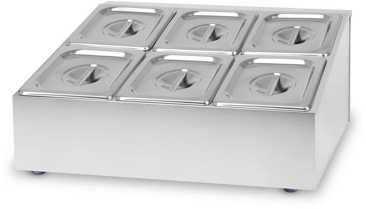 VERTES ingrediëntenbak 2 x 3 x 1/6 GN Gastronorm, roestvrij staal, 100 mm diep, hygiënisch, roestvrij, krasbestendig, temperatuurbestendig van -40° tot 300°C, geschikt voor bain-marie en veelzijdig gebruik in de horeca
