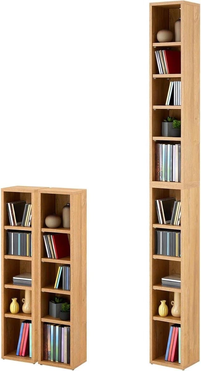Mediakast - Opbergrek - Media Opslag - Modulair Ontwerp - 160 CD's - Wild Eiken