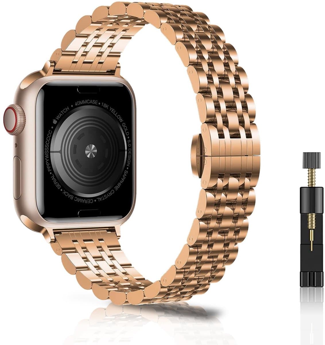 SolidKeus - Slanke Metalen Armband voor Apple Watch 38 mm tot 49 mm