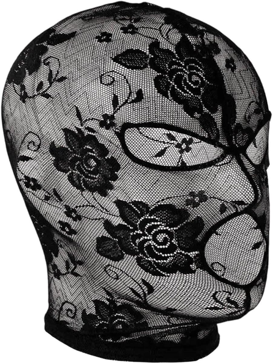 Kanten Sluier - Decoratief Gezicht - Feestelijke Aankleding - Zwarte Kant - 28 x 20 cm - Zwart