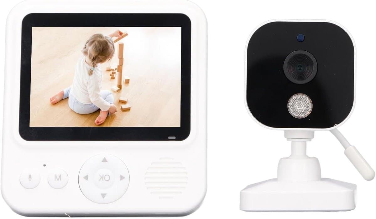 Babyfoon met Camera - Oudermonitor - Baby in de gaten - Temperatuurweergave - 28 inch scherm - Wit
