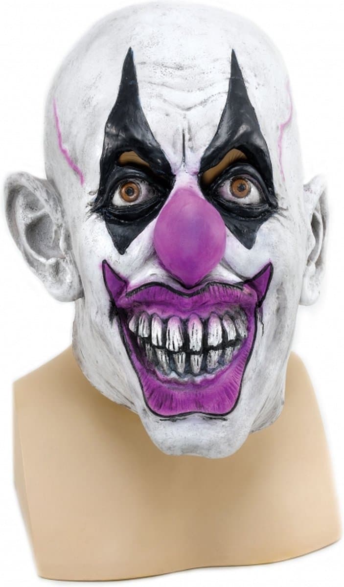 Bristol Novelty Enge clown verkleed masker - Halloween - voor volwassenen - latex/rubber
