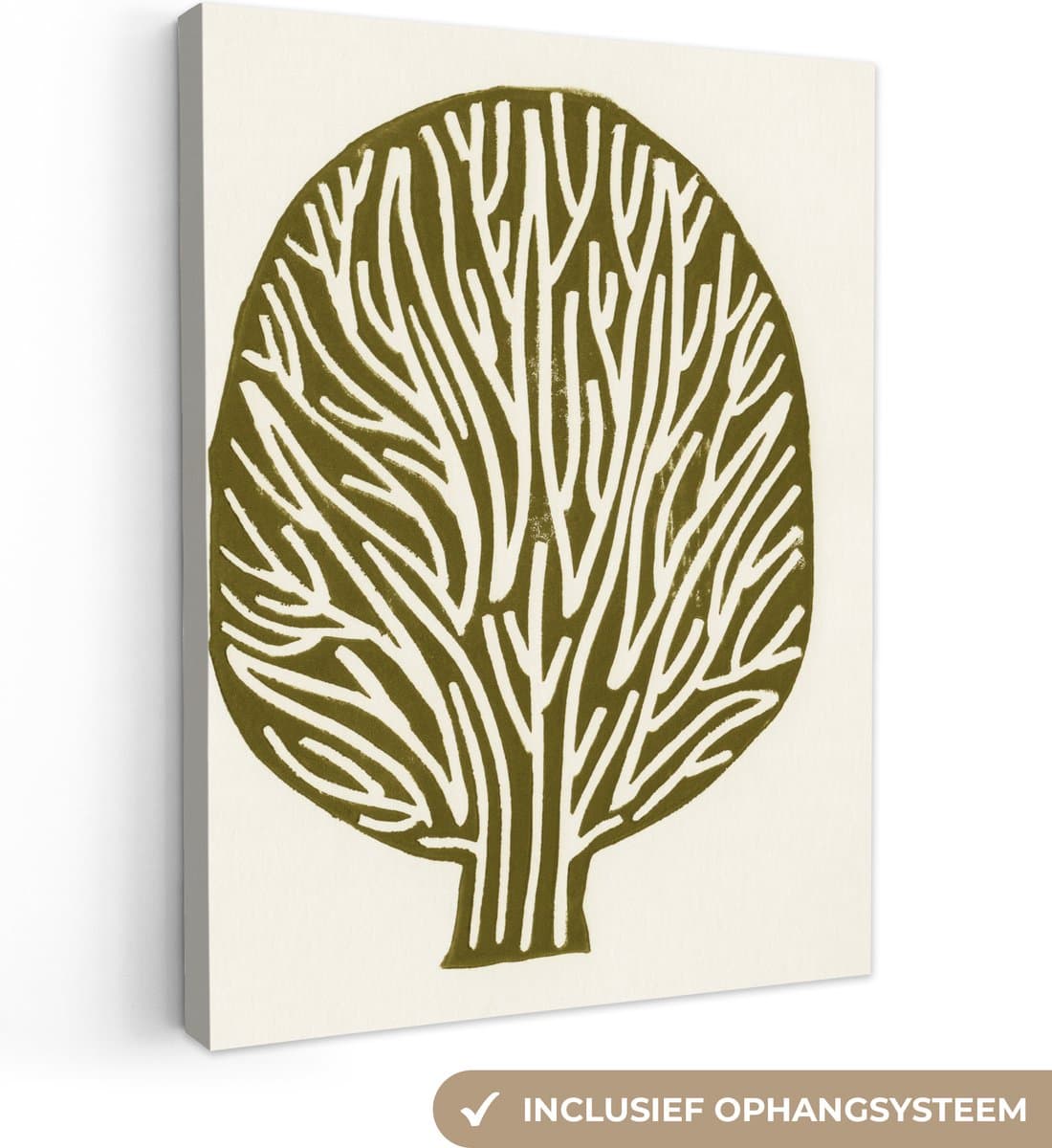Canvas Schilderij Boom - Abstract - Pastel - Groen - 30x40 cm - Wanddecoratie