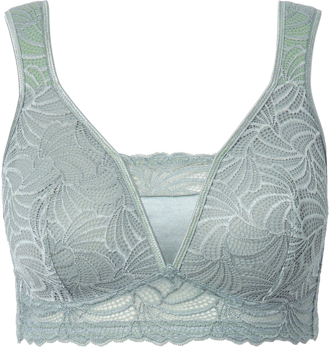 Ulla Popken - Dames - Bralette kant zonder beugel - Salbei groen - Maat 95C