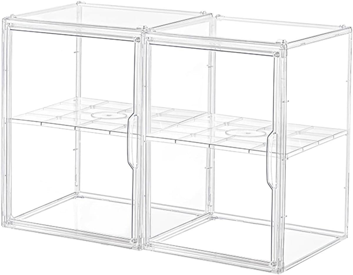 2x Doorzichtige Acryl Opbergbox Set met Magnetische Deur - Stapelbaar voor Handtassen, Schoenen en Collectibles