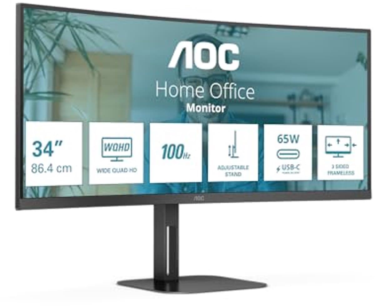 34-inch gebogen VA WQHD monitor met USB-C, 100Hz en FreeSync