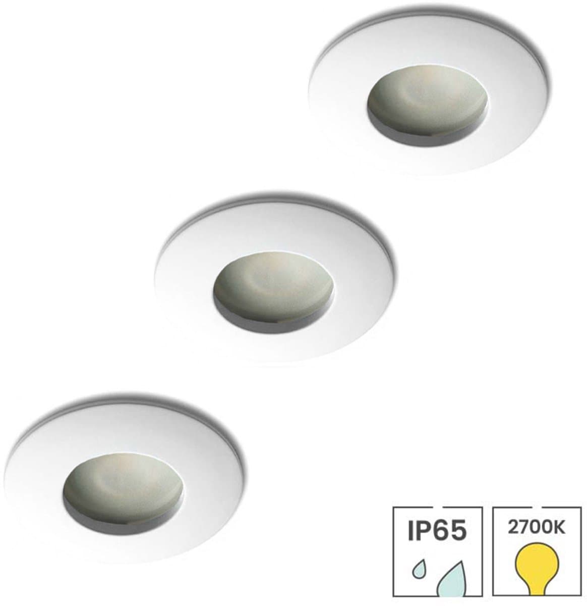 Lybardo - Inbouwspots badkamer 3-pack + Philips LED Spot 3.5W - Warmwit Licht