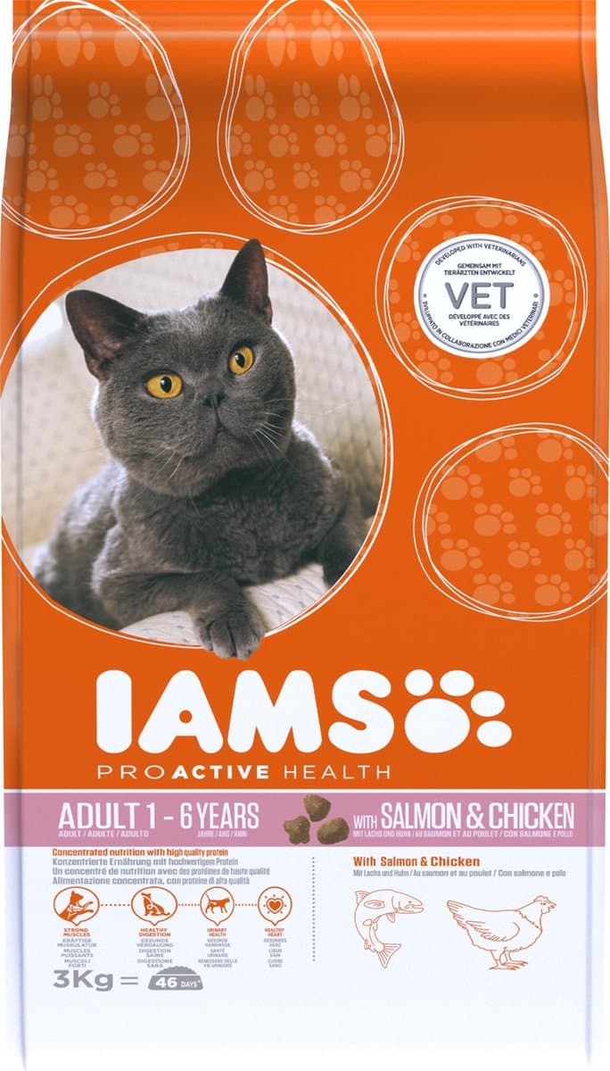 IAMS kattenvoer voor volwassen katten met zalm 3 kg