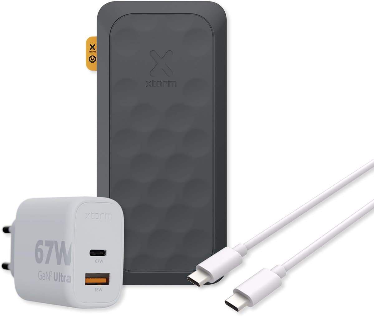 Xtorm 67W Fuel Series 5 Powerbank Bundel - Powerbank 27.000 mAh + Xtorm 67W Lader + USB-C naar USB-C Kabel (150cm) - Bundel - Geschikt voor Smartphone / ipad - Zwart - Noodpakket