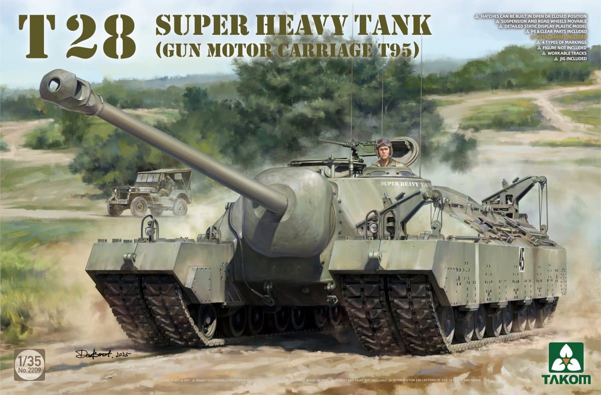 Takom Modelbouwpakket Militaire voertuigen - 2209 T28 Super Heavy Tank - Gun Motor Carriage T95 - Amerikaanse Tankjager Plastic - 1:35 - Modelbouw