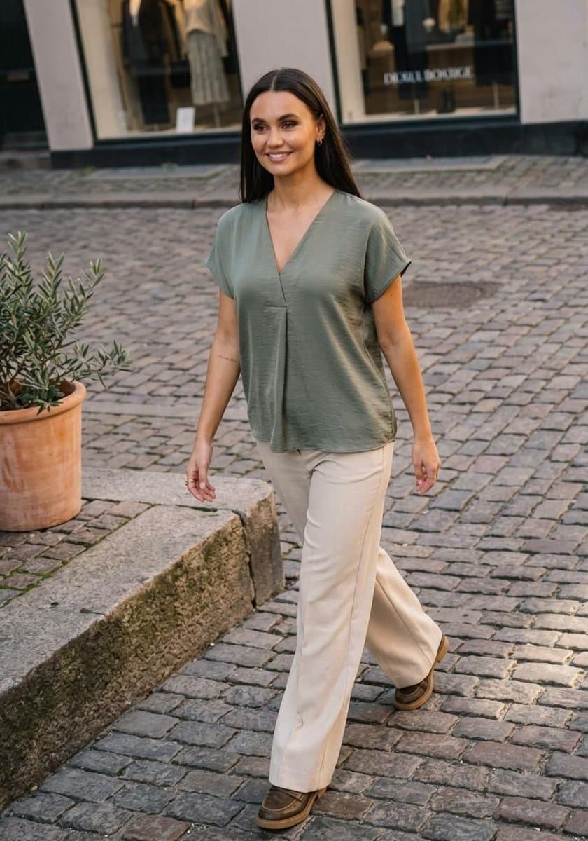 INWEAR Rindaiw Top Tops & T-shirts Dames - Shirt - Olijf - Maat 38