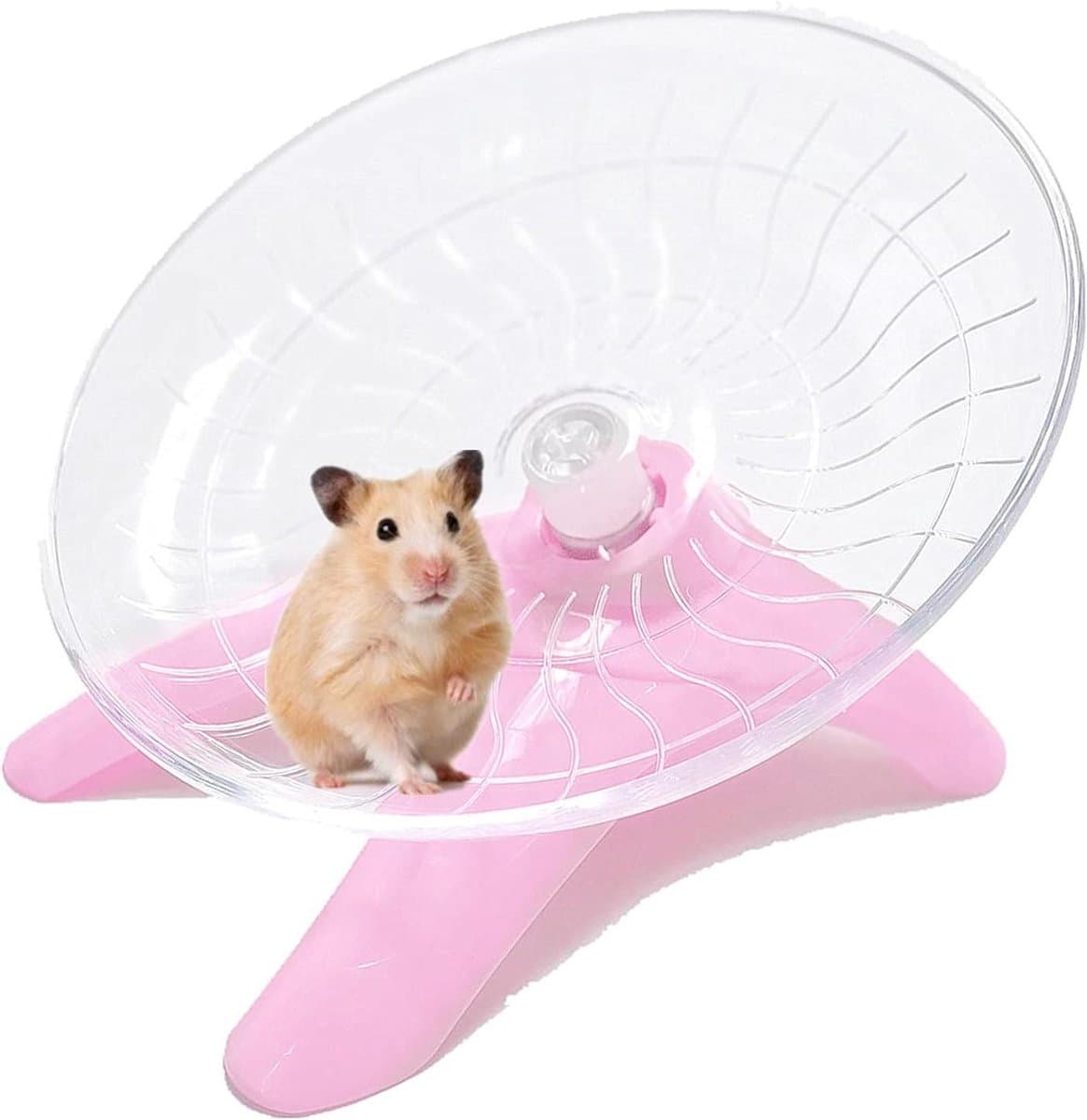 Loopwiel Hamster - Vliegende Schotel - Dieren Beweging - Ultra Stil Ontwerp - 18x12x14 cm - Roze