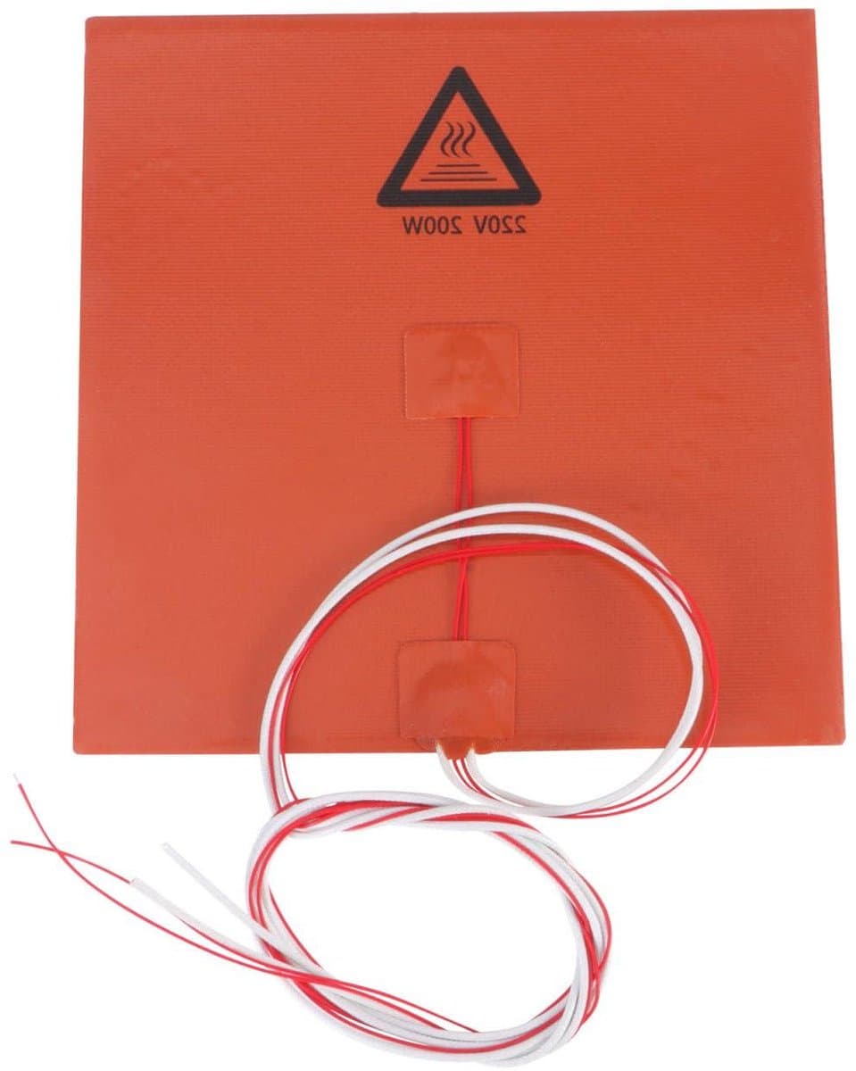 Verwarmingskussen Printer - Siliconen Rubber Mat - 3D Printen Bed - Gelijkmatige Warmteoverdracht - 200x200mm - Oranje
