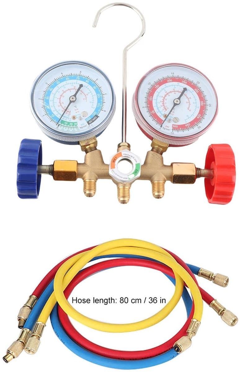 Dailygoods- Spruitstukmeterset - Diagnostisch Gereedschap - Koelmiddel Testset - Slanghaakset - Messing/Glas/Kunststof - Werkdruk 500 psi - Koelmiddelset