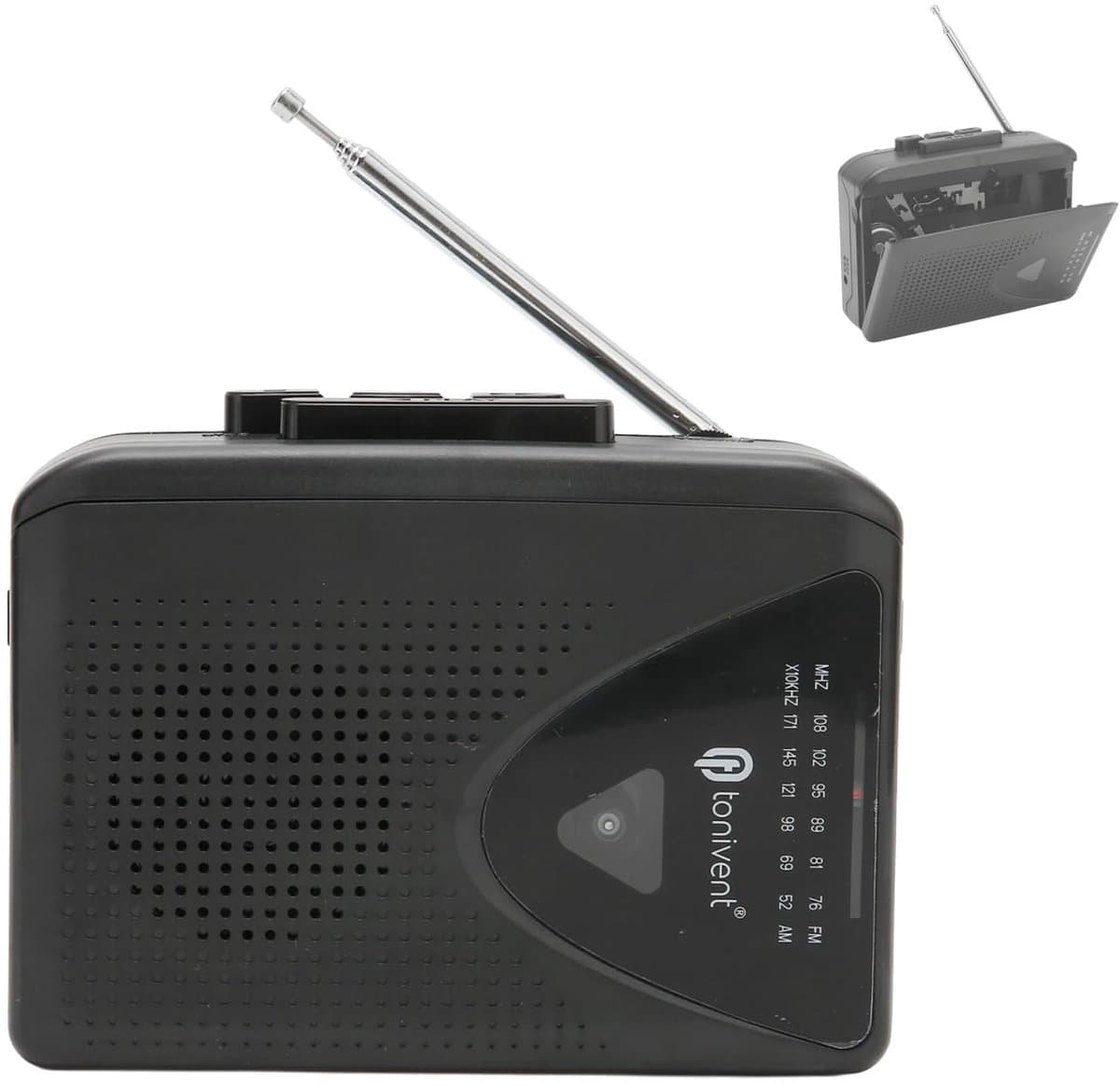 Dailygoods - Cassettespeler - Draagbare cassettespeler - Compact met externe luidspreker - Zwart - AM FM-radio - Geschikt voor muziek - Persoonlijke r