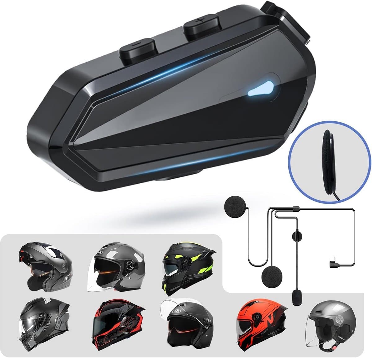Helm Headset - Motorfiets Oortjes - Muziek Luisteren - Automatisch Antwoord - 80 Uur Speeltijd - Zwart