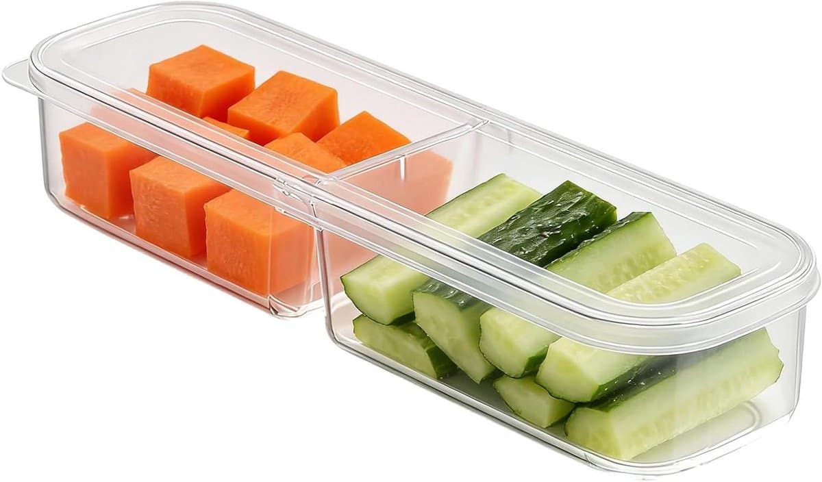 Koelkast Containers - Voedselbewaring Bakjes - Keuken Organiseren - Stapelbaar Ontwerp - 28x9x6 cm - Transparant