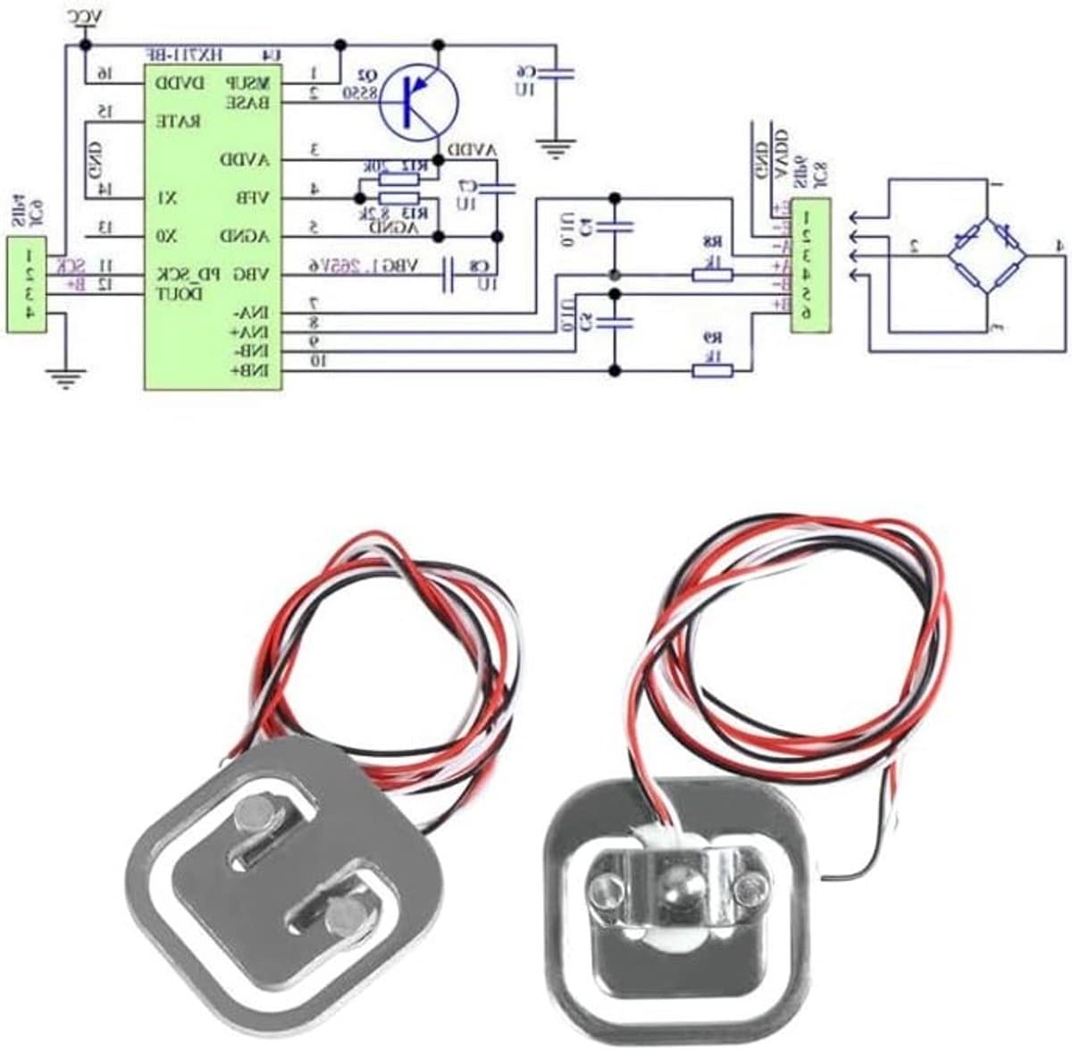 12 Stuks Weegcel 50kg Half Bridge Sensor met 3 HX711 Modules voor Arduino Microcontroller DIY Projecten
