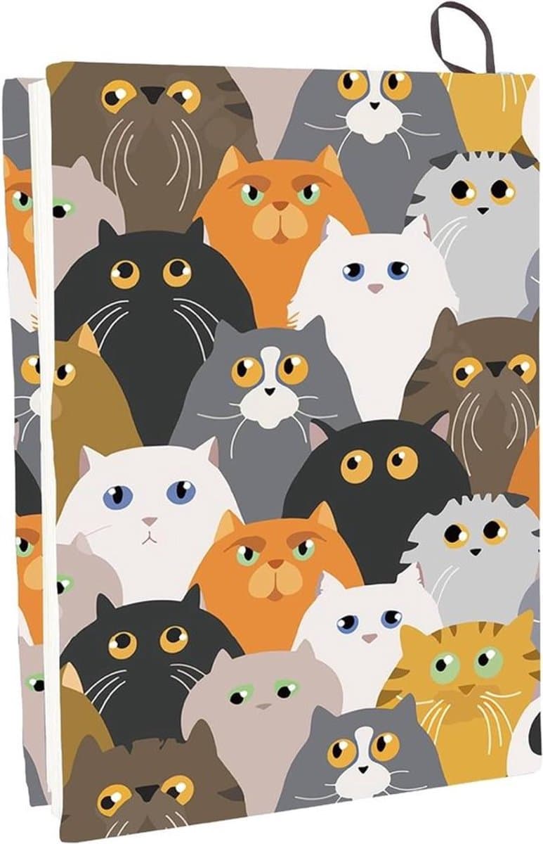 Uittrekbare boekomslag - Kat - Wasbaar - Herbruikbaar - Nylon - Polyester - Bescherming - Elastisch inzetstuk - Notebook - 24 x 40 cm - Boeken - Groot - Grijs