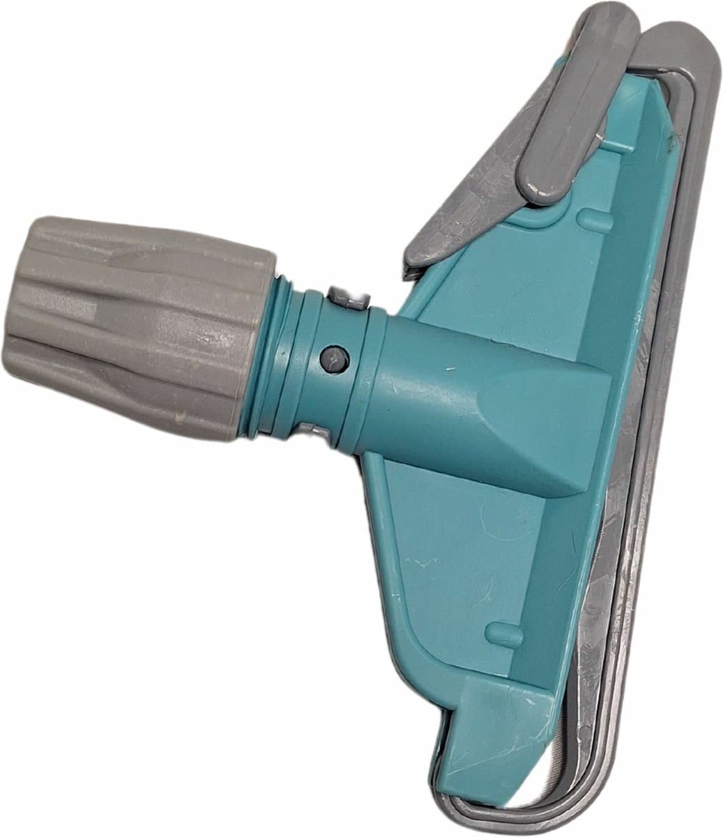 Strengenmop houder kunststof blauw grijs voor steel met gaten