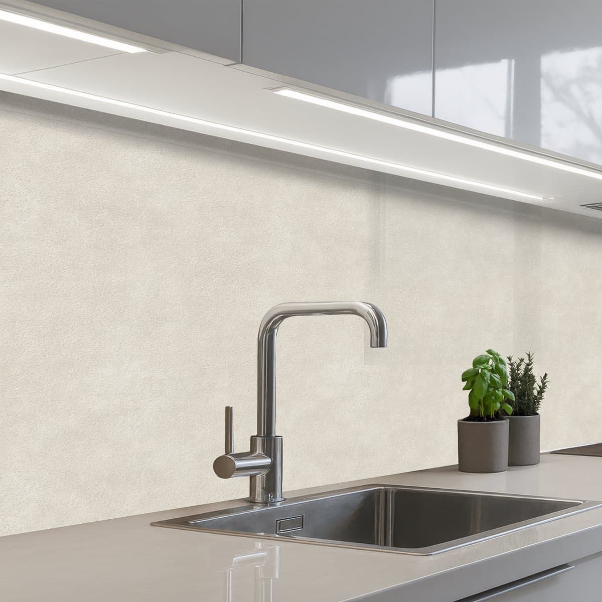 Keuken achterwand 200x60 cm - Spatscherm zelfklevend Zandkleurig - Modern - Egaal - Muurbeschermer - Spatwand fornuis
