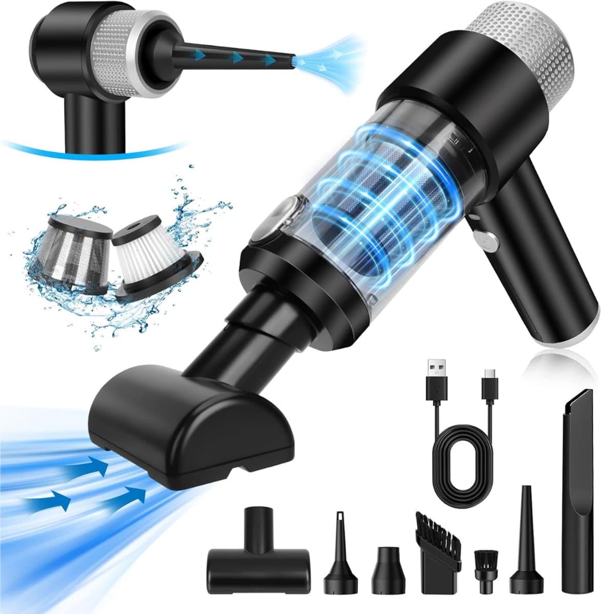Octav8® Auto stofzuiger - Kruimeldief - Handstofzuiger - Zakloze - Draadlos