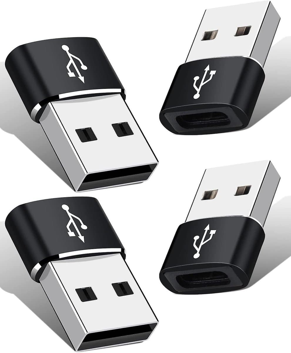 4-pack USB A naar USB Type C-adapter, man-vrouw converter, USBC-oplaadkabel