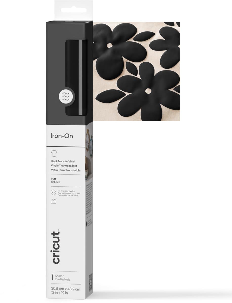 Cricut Puff Iron-On Zwart 30,5 x 48,3 cm