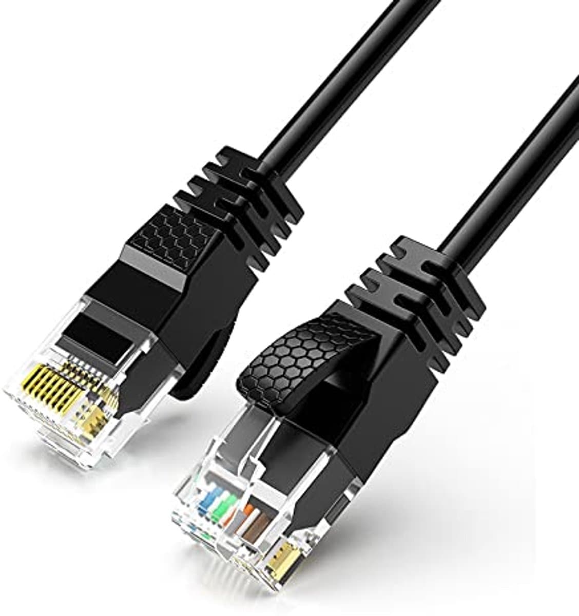 Ultradunne Cat6 Ethernetkabel - Hoogwaardige LAN Verbinding, 1 GHz, Gigabit RJ45, Plug and Play (1 m, Zwart)