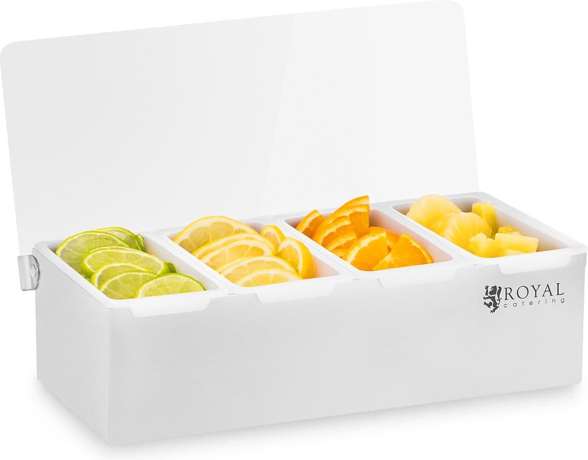 Ingrediëntencontainer opzetstelling - RVS/PP - 4 x 450 ml - Royal Catering