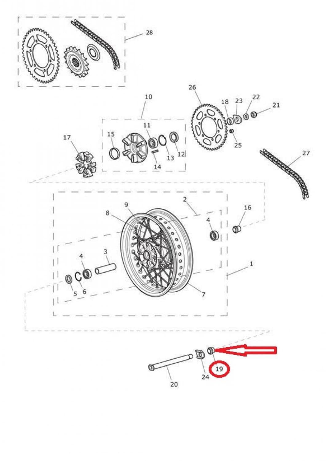 Entretoise de roue arrière pour moto Triumph 765 Street Triple Rs T2012048 Neuve