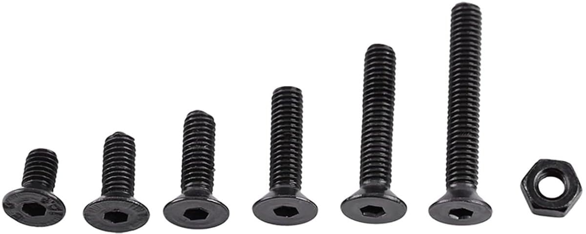Zeskantbouten M3 - Stalen legering - Zwart - Platte kop - Voor machinebevestiging