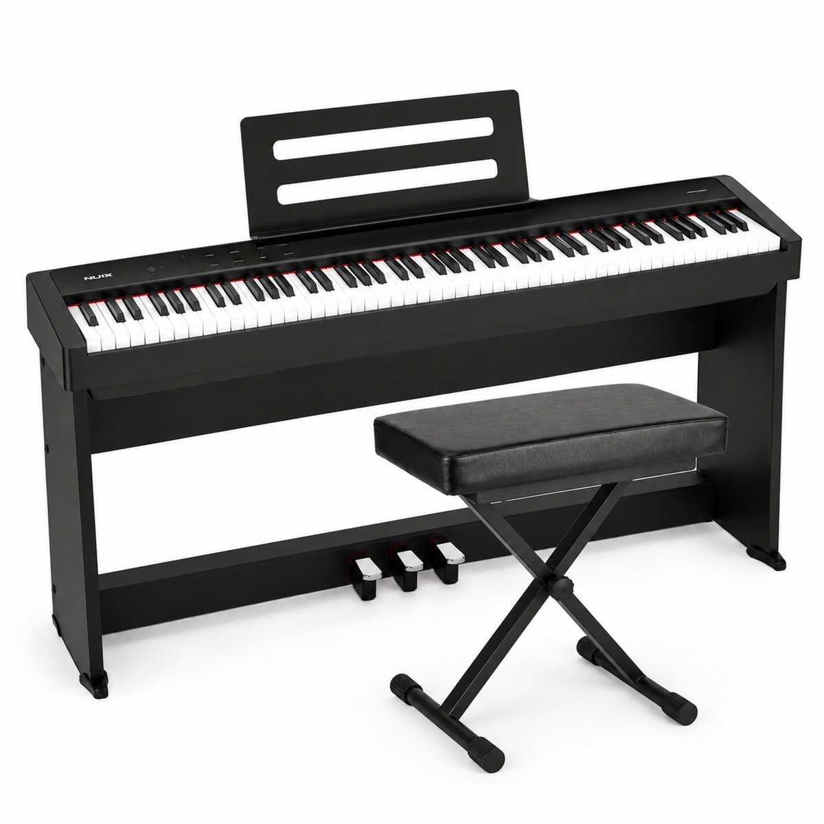 NUX NPK-200 Digital Stage Piano Set met NPS-2 standaard, 88 toetsen en kruk