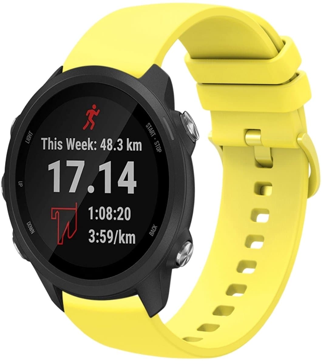 Voor Garmin Forerunner 245 20mm Effen Kleur Zachte Siliconen Horlogeband (Geel)