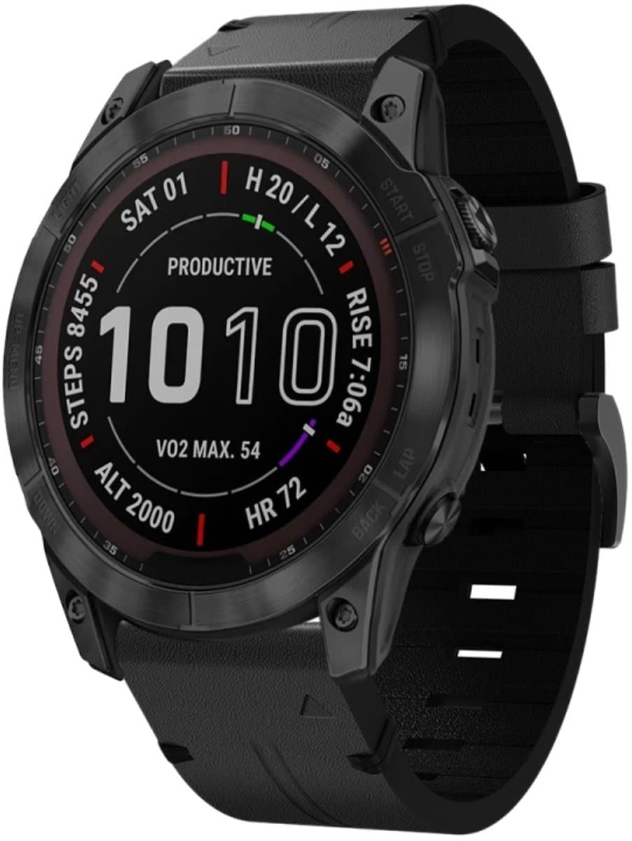 Voor Garmin Epix Pro 51 mm lederen horlogeband met stalen gesp (zwart)